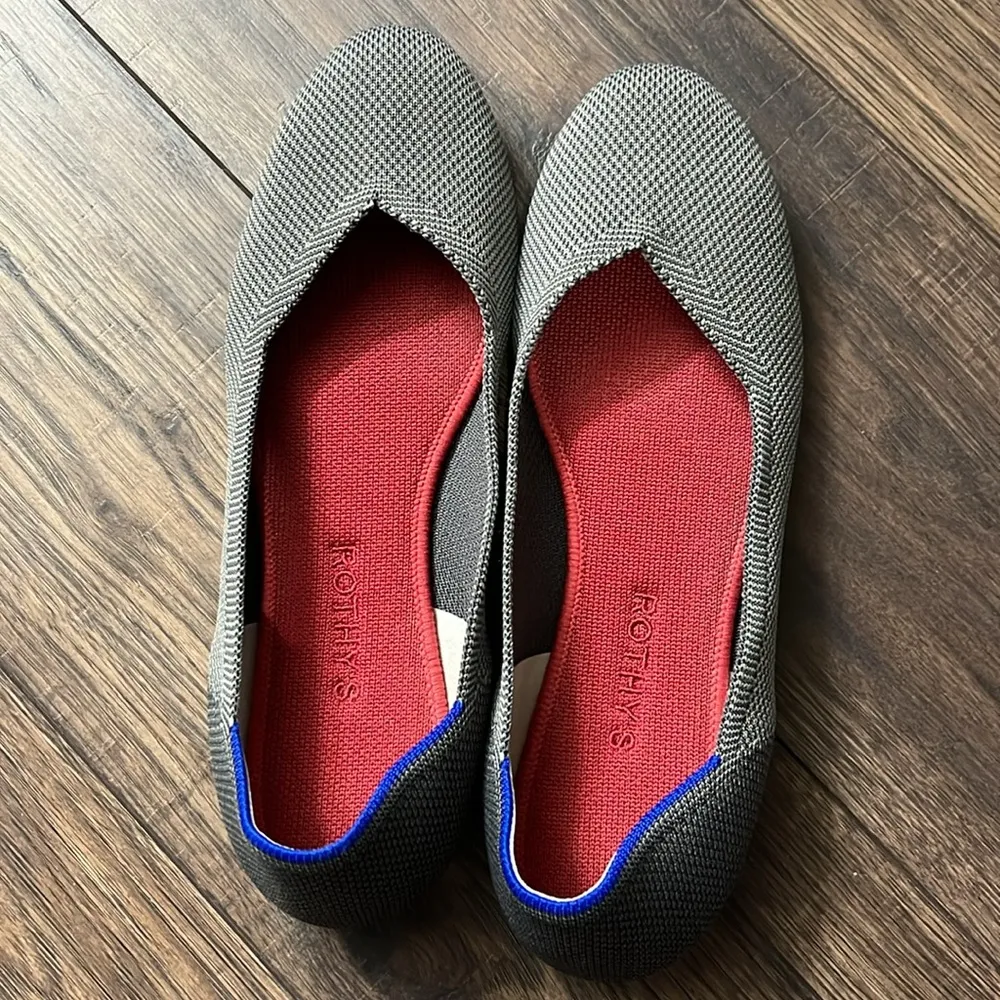 ROTHYS The Flat Pebble Gray Knit Rounded Toe Ballet Flats Slip On Shoes Size 9.5 - Image 2