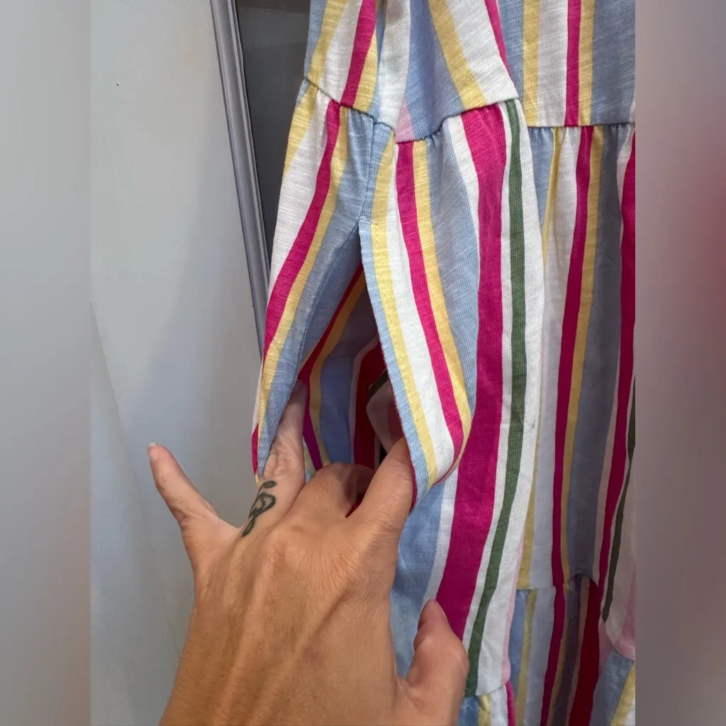 Gap Size XL Lightweight Tiered Layered Sleeveless Multi Stripe Summer Dress NWT! - Image 7