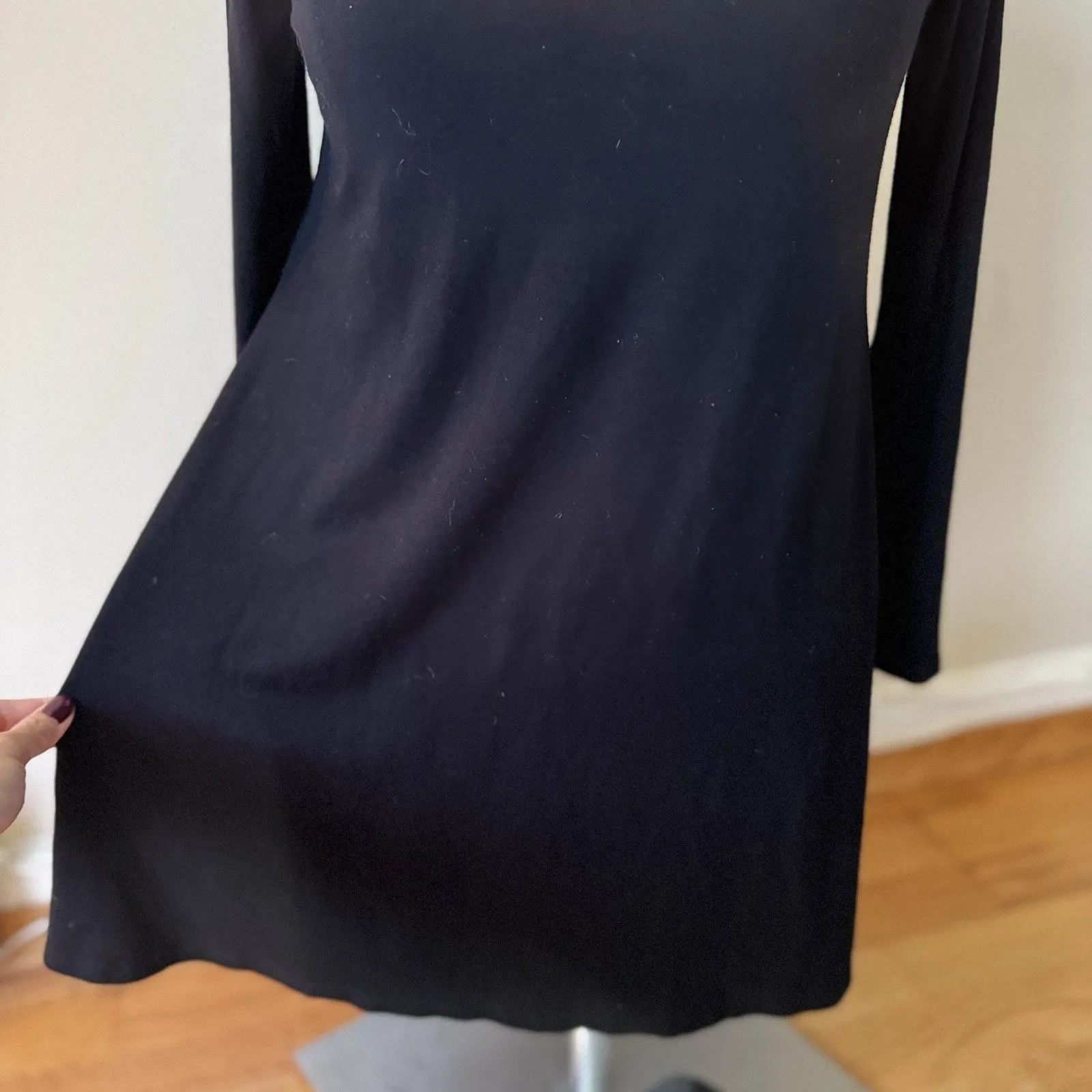 Eileen Fisher Petite 3/4 Sleeve Viscose Blend Tunic Swing Dress Black PP/PTP EUC - Image 14