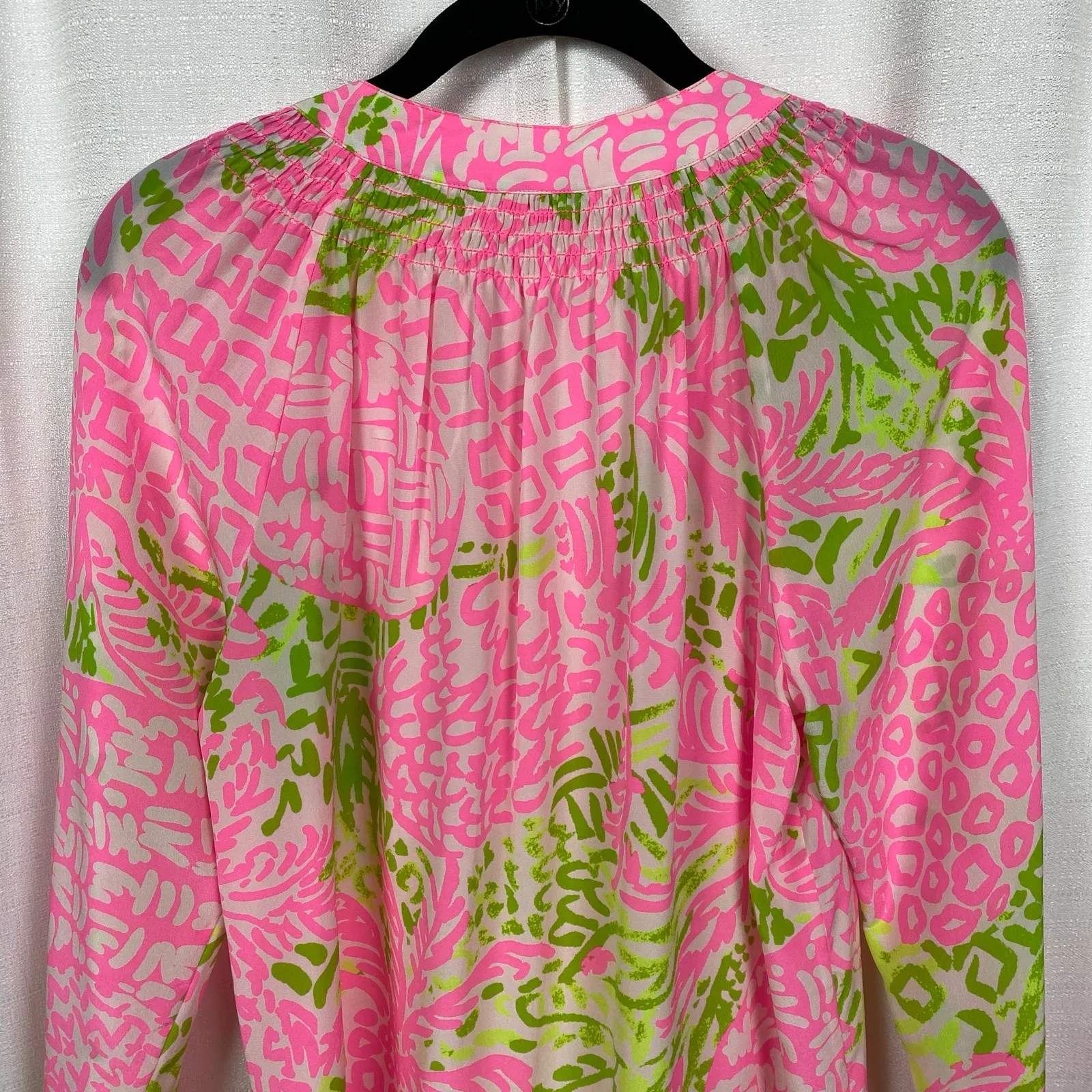 Lilly Pulitzer Pink&Green Silk Elsa Top Home Slice Pink Pineapple Sz.S - Image 11