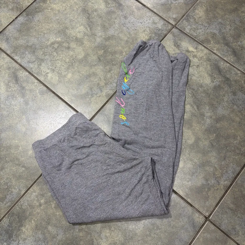 Monrow Soul Cycle Sweatpants Sz M Grey Embroidered Women Limited Edition Casual Gray Size M - Image 11