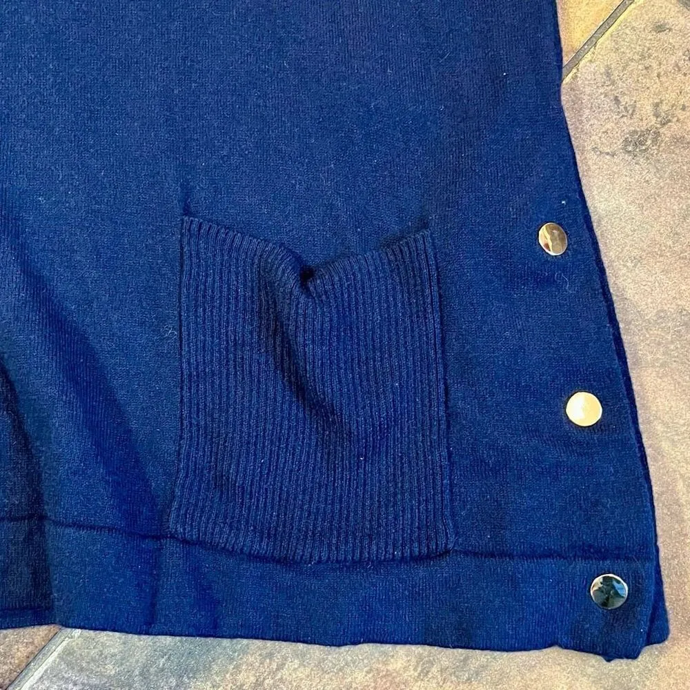 Chico’s Blue Tunic Sweater Pocket Button Detail Size 10 - Image 4