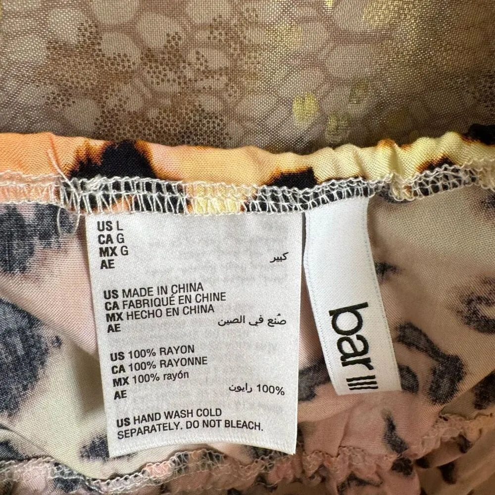 Bar III Plunge Cut Pink Yellow Cheetah Print Swim Cover-Up Maxi Dress Large NWT - Image 8