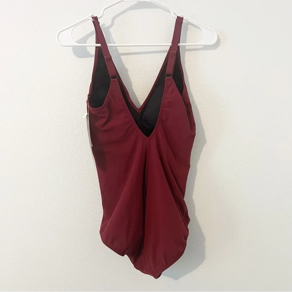 NWT NEW Gottex Contour One Piece Swimsuit Merlot Size 14 - Image 6