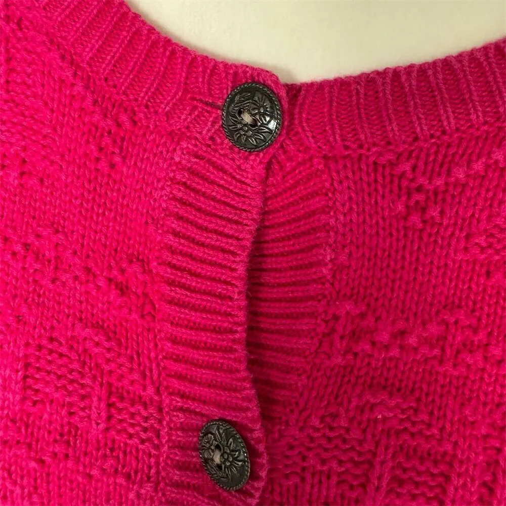 Westbound Vintage Pink Knit Textured Cardigan Sweater M Long Sleeve Button Down - Image 5