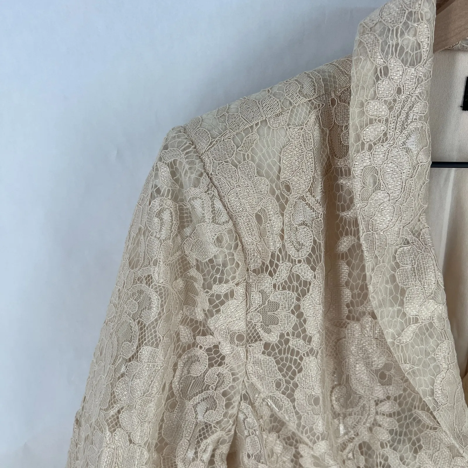 Lulus Ronan Blazer Dress Womens M Red Beige Lace Floral Lined Double Breasted - Image 4