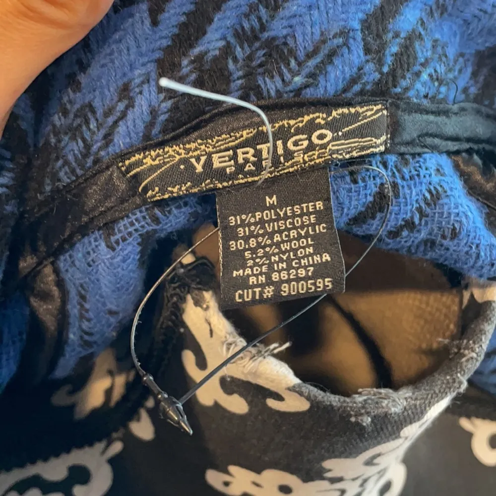 VERTIGO PARIS Indigo Blue and Black Chic Bat Sleeve Blazer Jacket Size Medium - Image 9