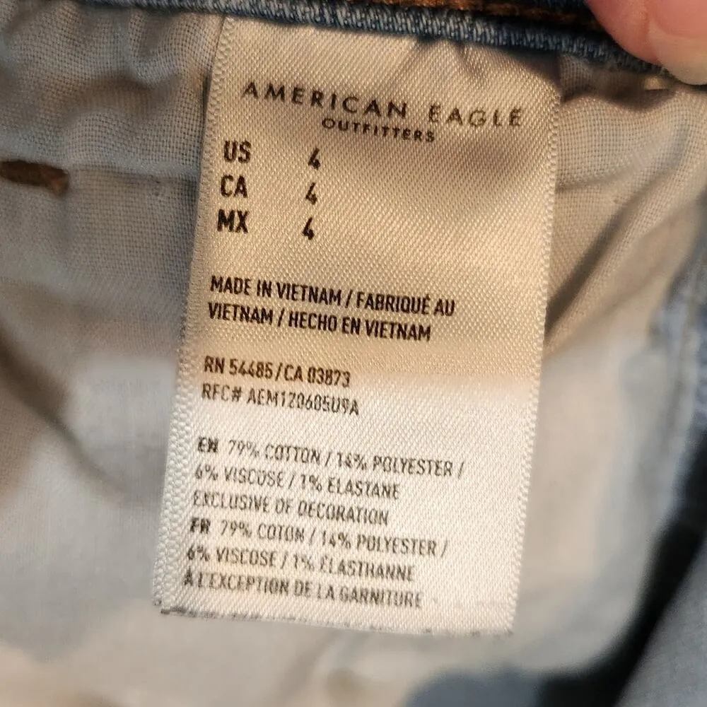 American Eagle Stretch Denim Cuffed Mom Jean Shorts Blue Casual Summer Size 4 - Image 7