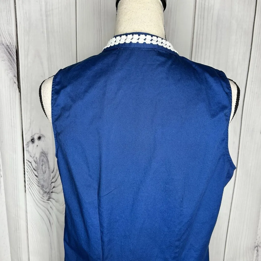 Mud Pie B. Berry Sheath Dress Womens Sz L Blue Sleeveless Lace Detail Stretch - Image 10