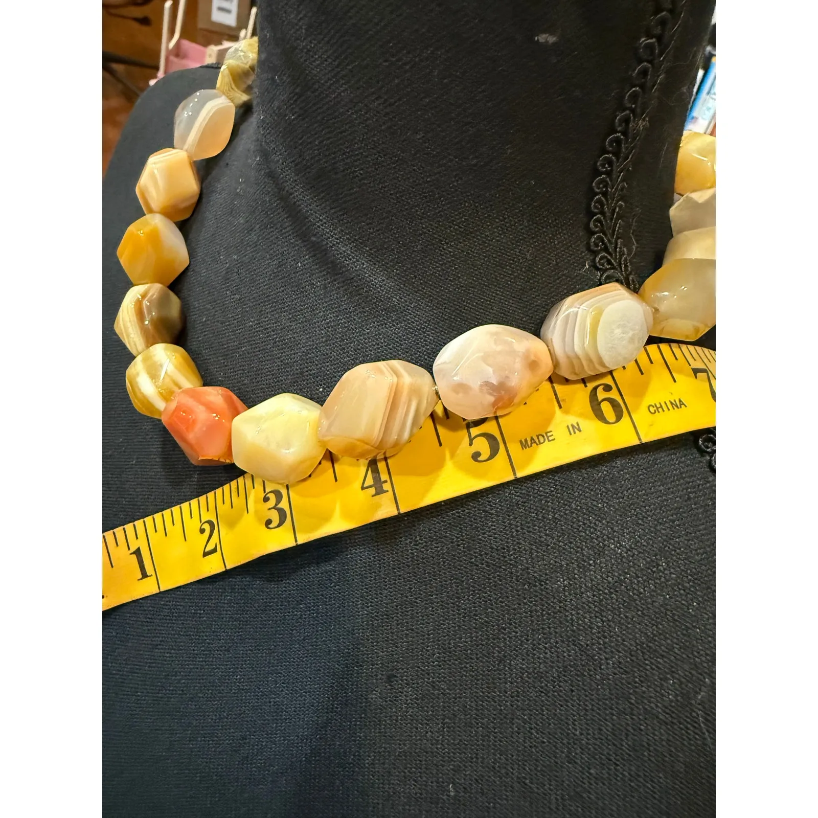 BARSE 925 Sterling Silver Natural Stone Statement Necklace Agate Yellow Orange - Image 3