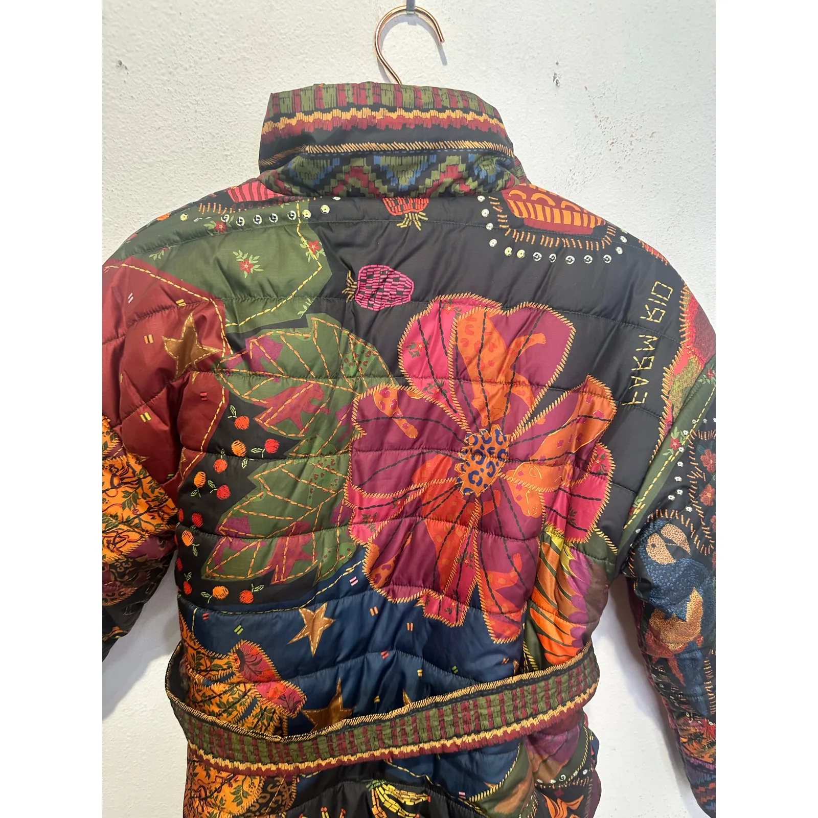 FARM RIO Wild Print Multicolor Reversible Belted Puffer Quilted Jacket size XS - Image 8