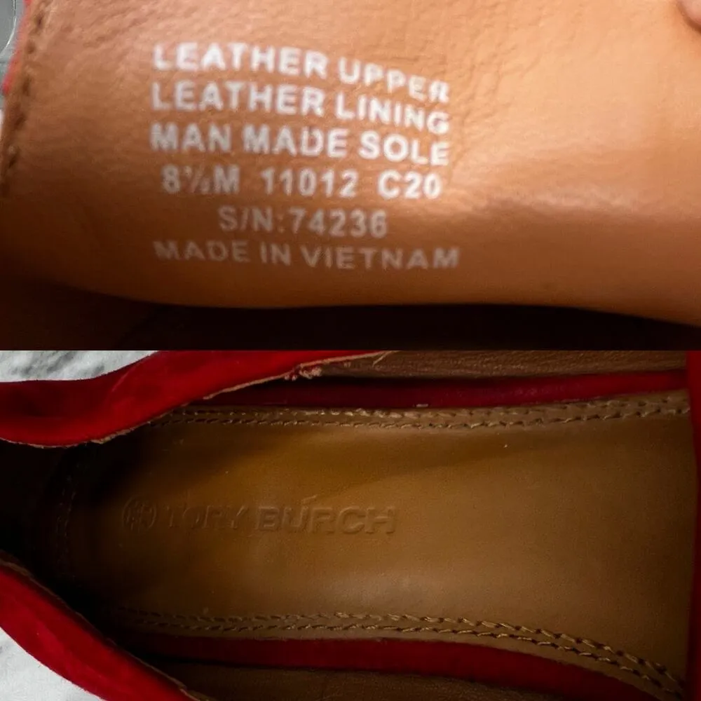 Tory Burch Ruby Smoking Slipper Loafer Flats Red Suede 8.5 - Image 7