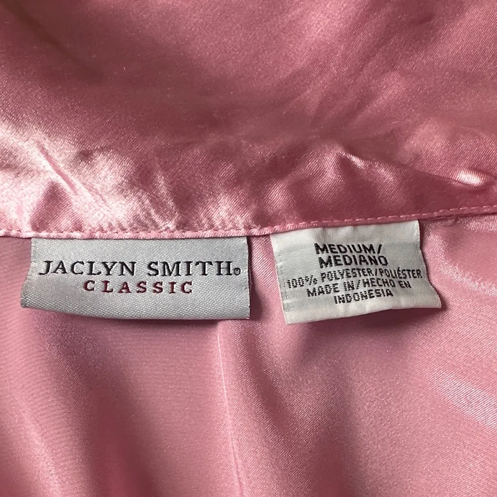 Jaclyn Smith Pink Satin Button Down Shirt - Image 5