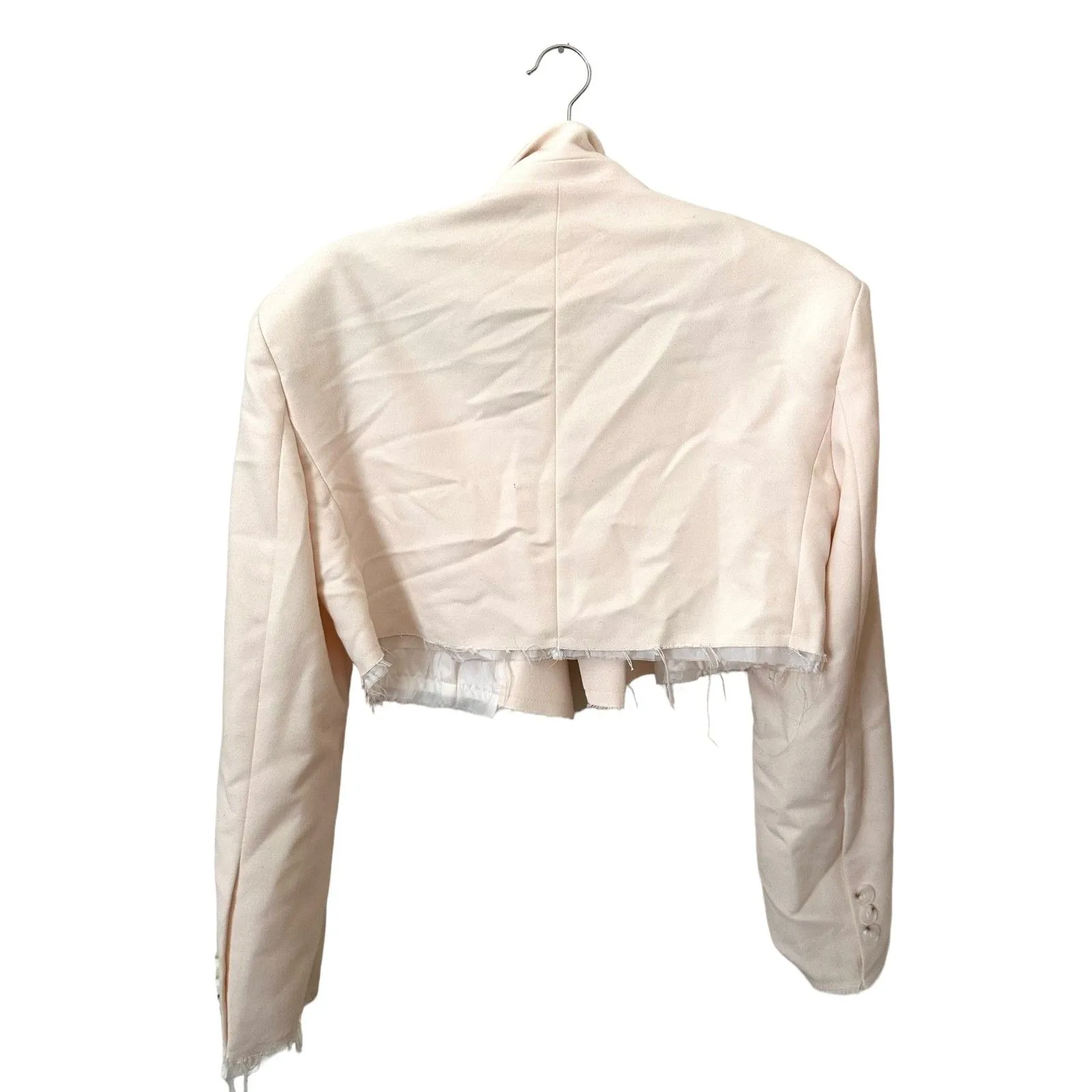WORKSHOP Distressed Cropped‎ Blazer Ivory Sz Small - Image 2