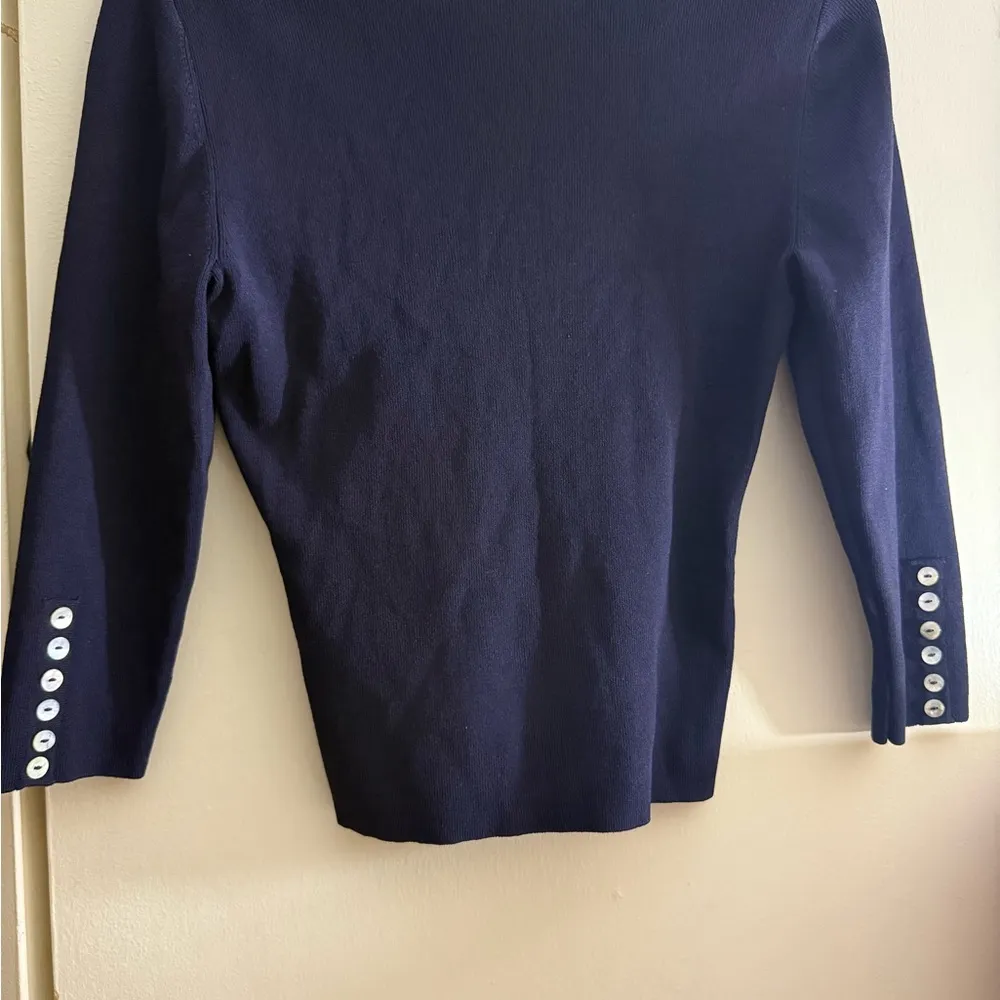 Cato Navy Long Sleeve Top‎ with Button Accents - Image 2