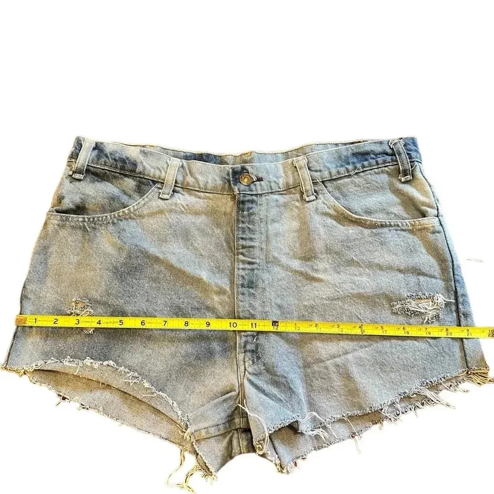 VTG Orange Tag Levi’s Denim Cutoff Shorts 35” Waist  Relaxed Western Grunge - Image 6