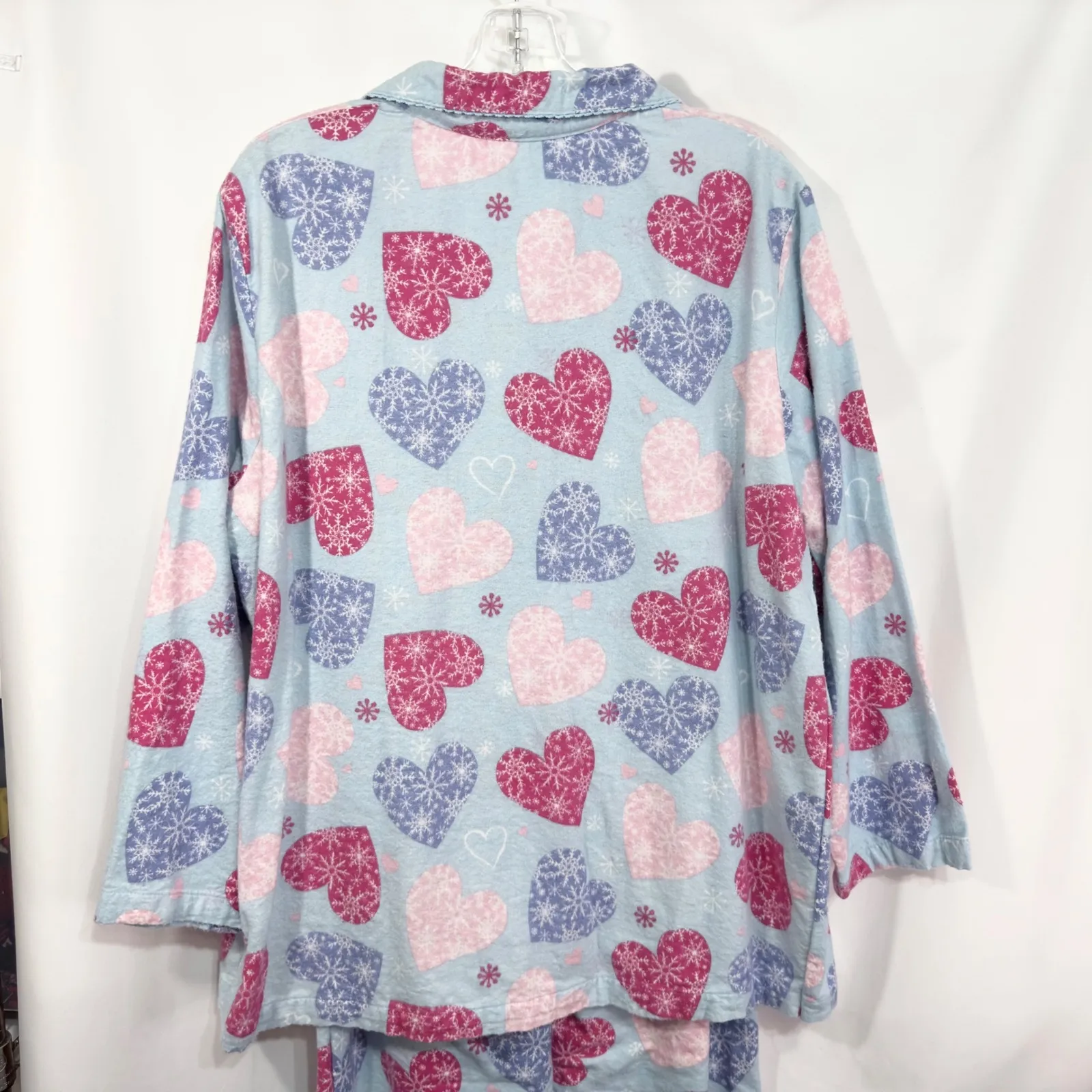 Roamans Dreams Co Plus Size 18 20 Pajama Set Hearts‎ Print Sleepwear Lounge 1053 Blue - Image 2