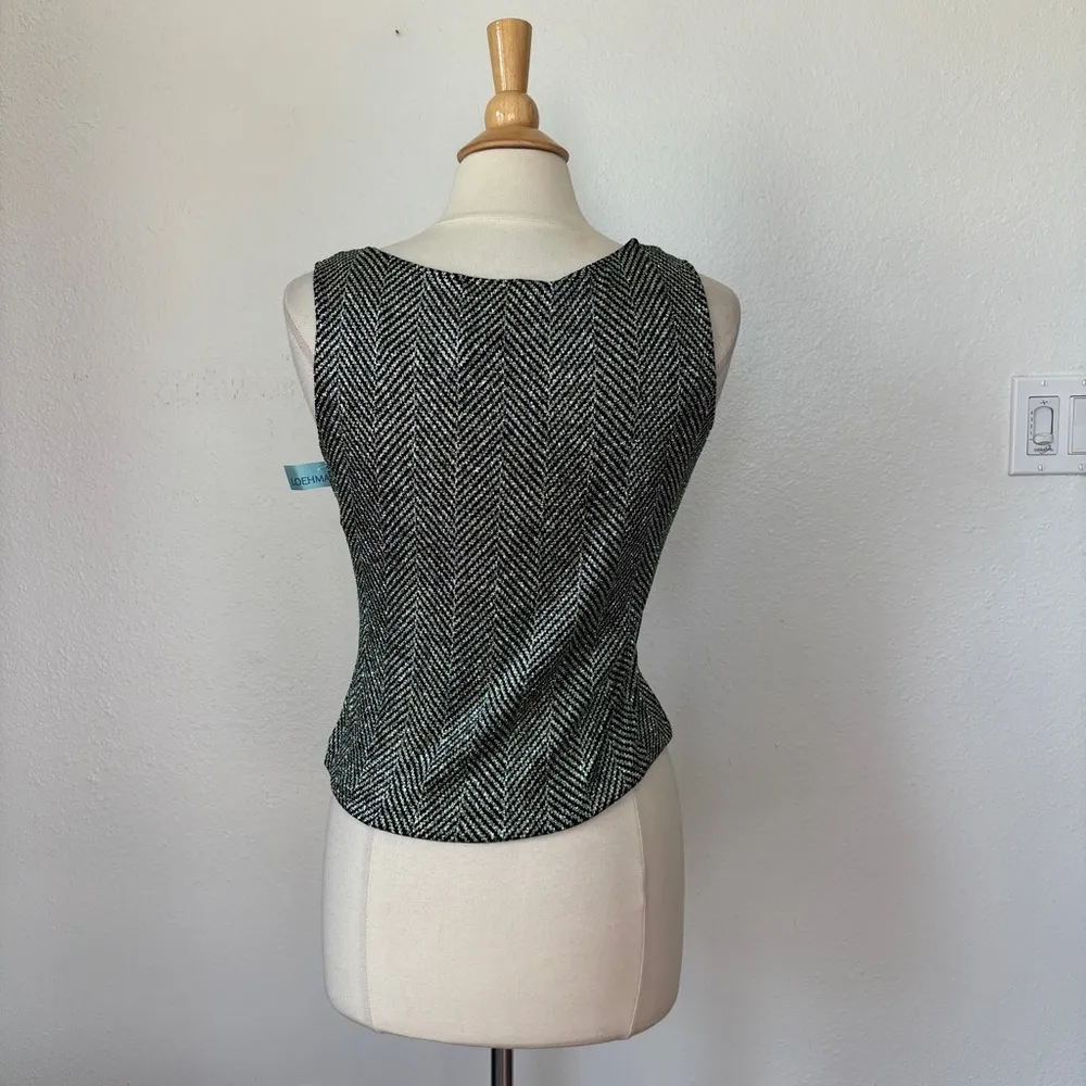 Xscape Fitted Black and Silver Sleeveless Tank Top - Image 3