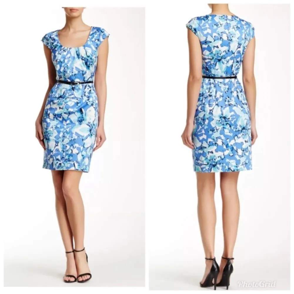 Adrianna Papell Floral Cap Sleeve Sheath Dress - Image 4