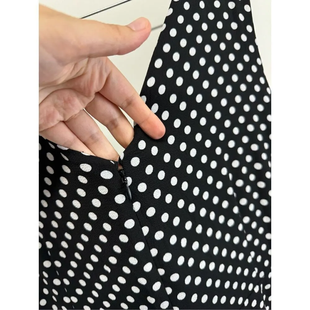 London Times Woman Polka Dot Tie Jumpsuit Size 22W With Leg Slit Black White NEW - Image 7