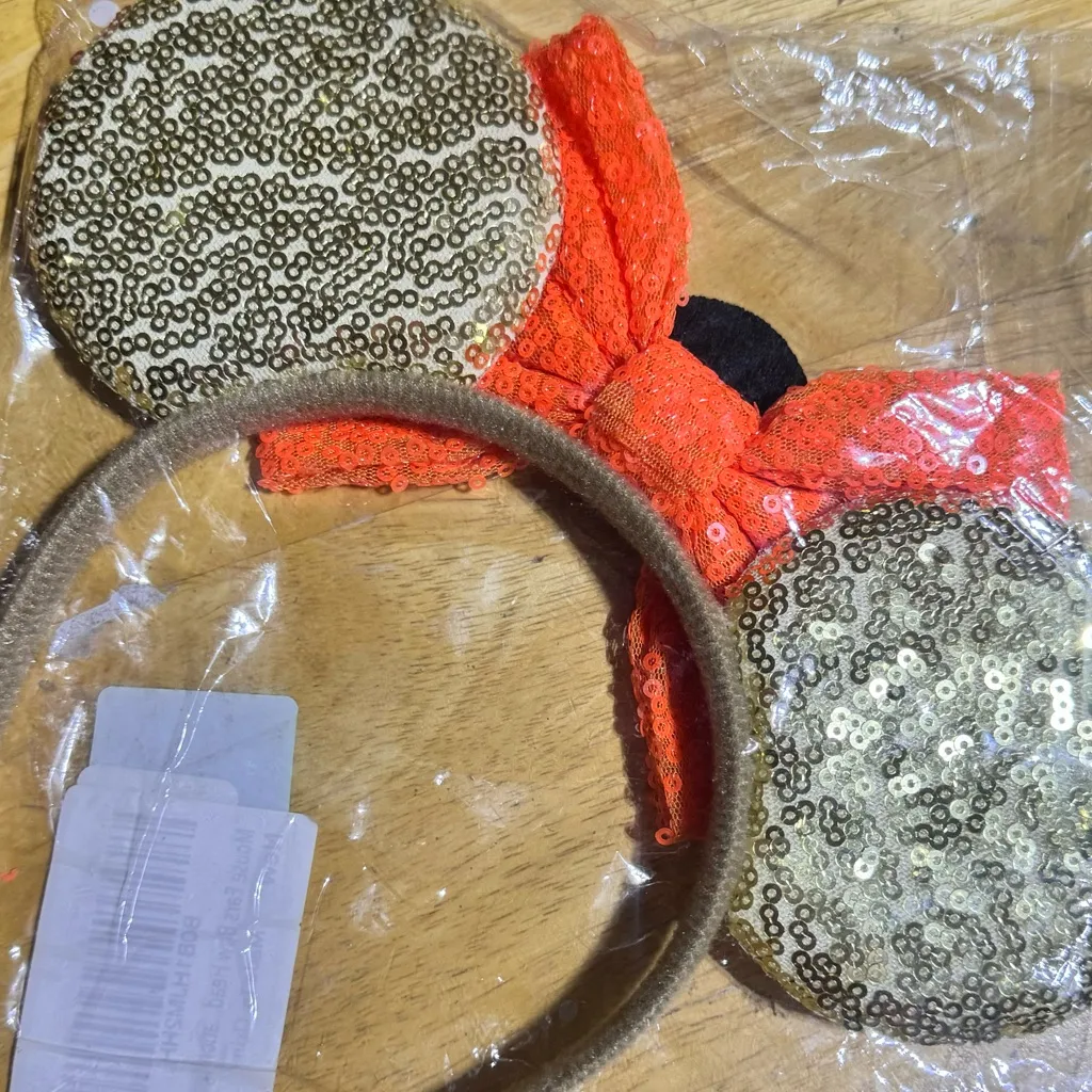 NWT Gold/Orange Sequin Nightmare Before Christmas Mickey Ears Orange - Image 2