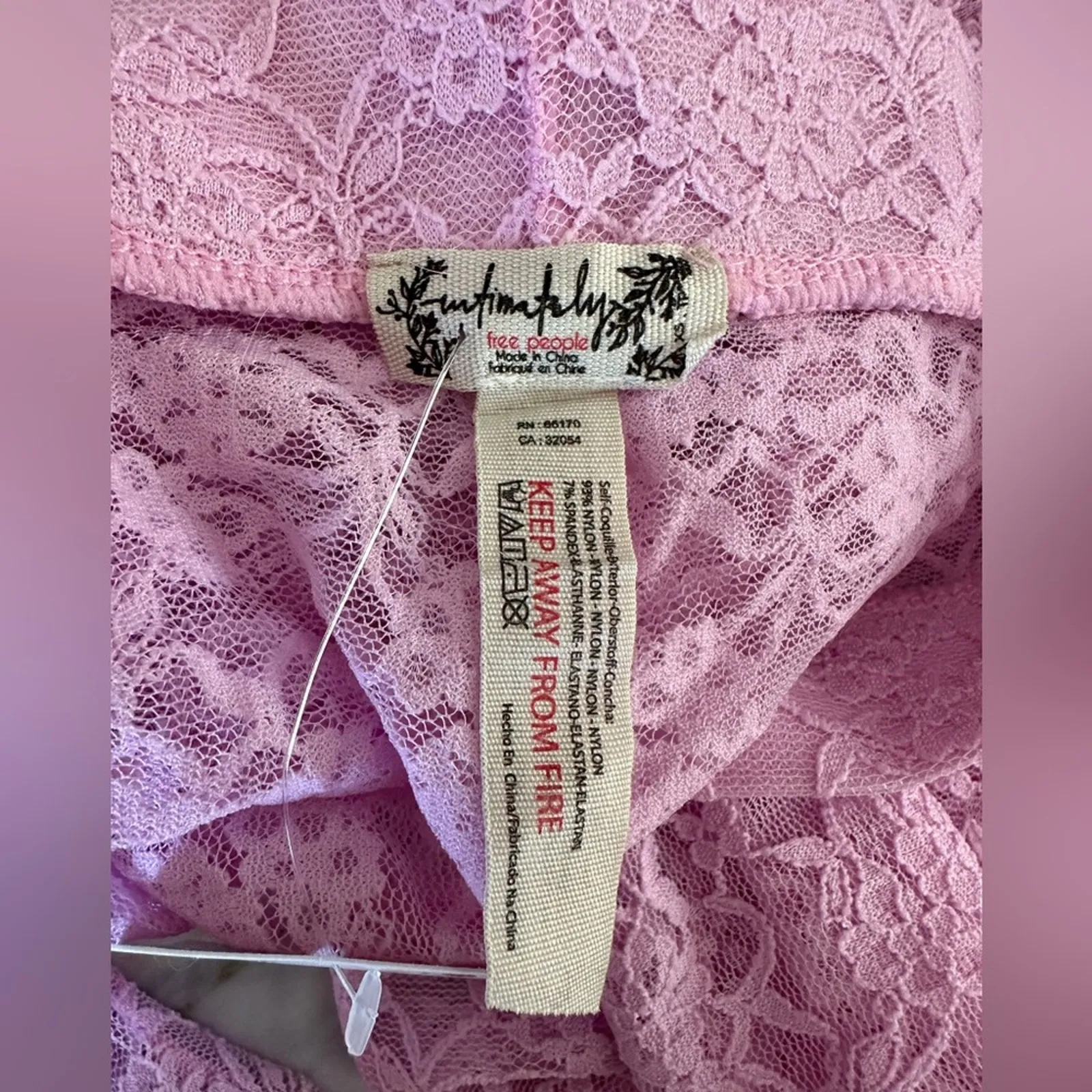 FREE PEOPLE Womens Pink Floral Sheer Lace Leggings Footless Tights Size XS - Image 5