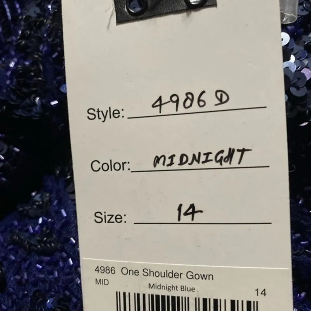 Mac Duggal Midnight Blue 4986D Sequined Asymmetric One Shoulder Evening Gown 14 - Image 8