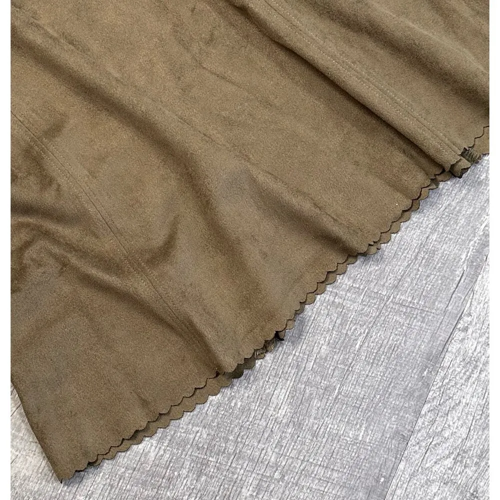 Altar'd State A-Line Mini Skirt Brown Suede Womens S Retro 70s Scallop Hem - Image 3