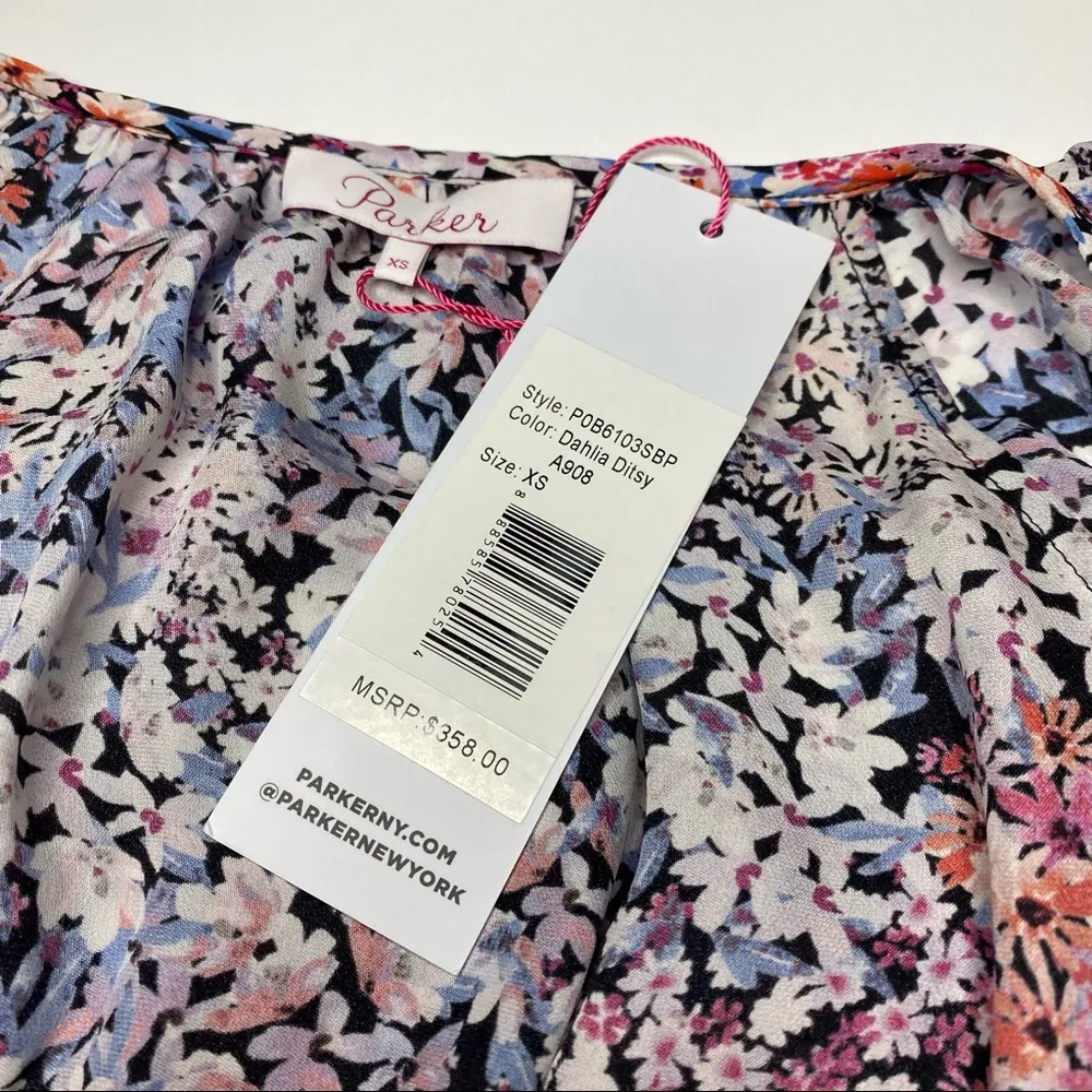 Parker Bertie Full-Sleeve Floral Silk Dress XS NWT - Image 15