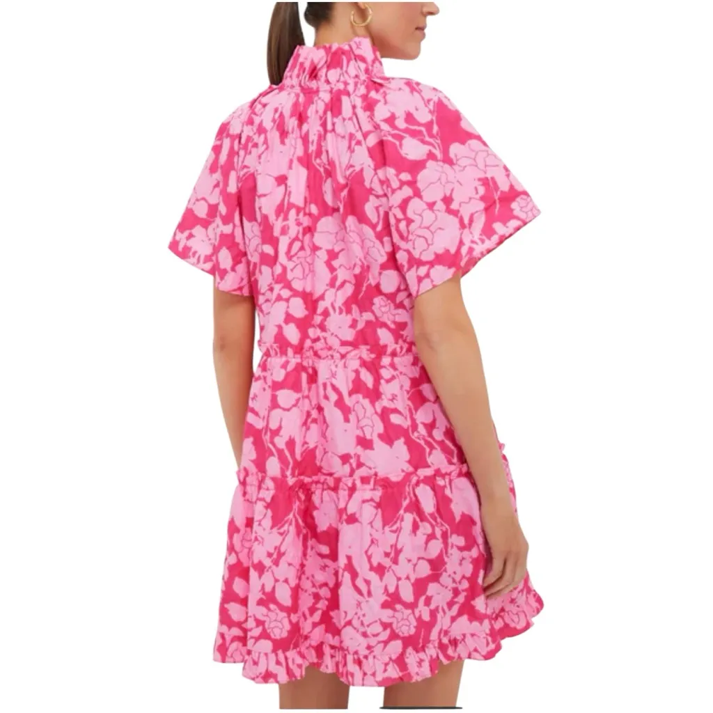 Tuckernuck Hyacinth House Thea Textured Pink Printed Tiered Mini Dress MEDIUM - Image 2