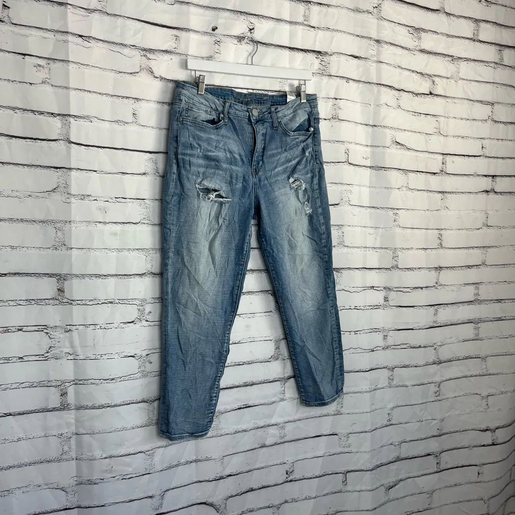 Seven7 Boyfriend Jeans Distressed Light Wash Women’s 14 Mid Rise Blue Capri Y2K - Image 2