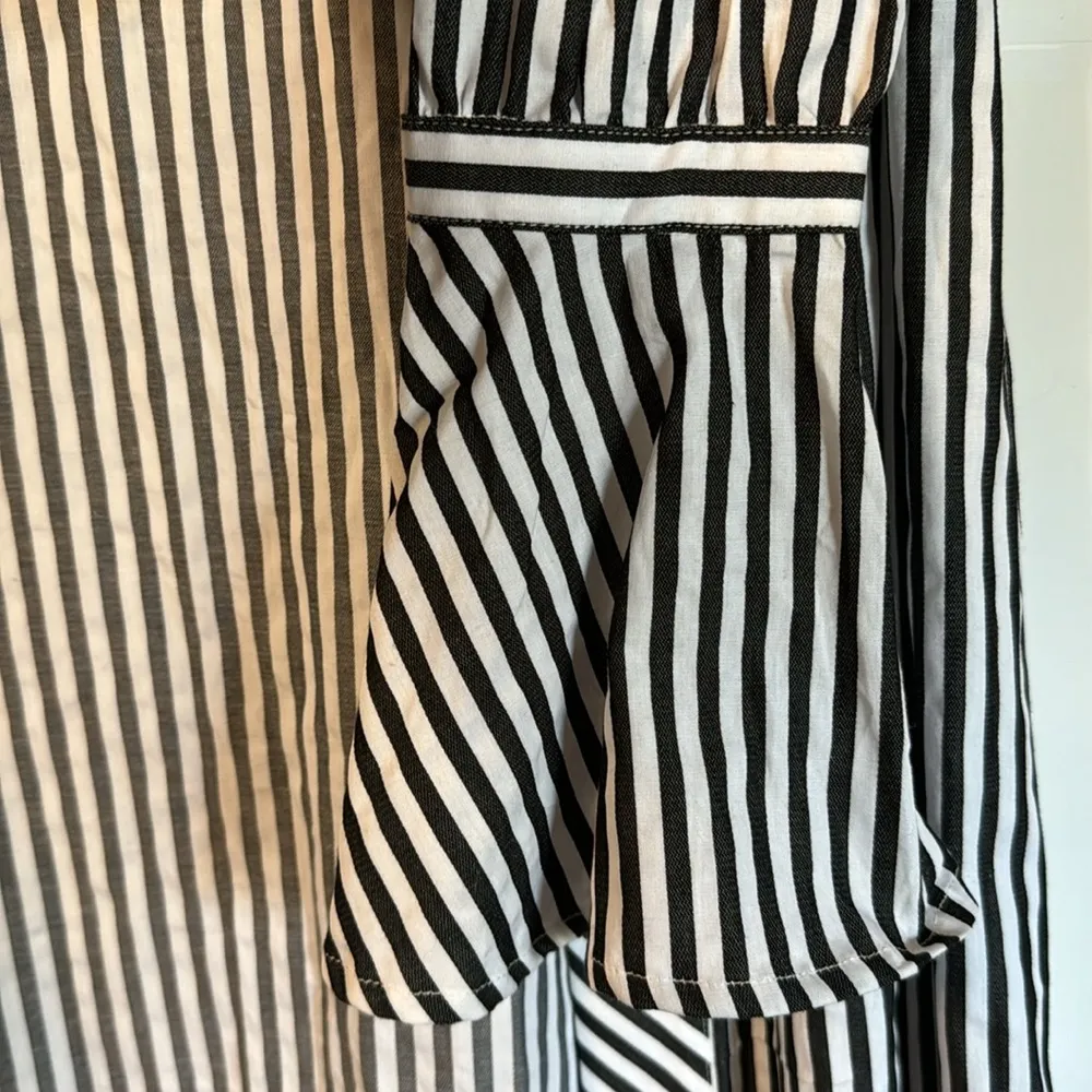 L’Academie Alex Bell Sleeve Striped Duster Dark Charcoal/white Size S - Image 7