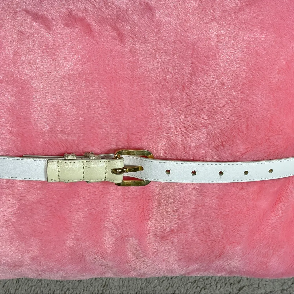 Vintage Skinny‎ White Leather Belt - Image 6