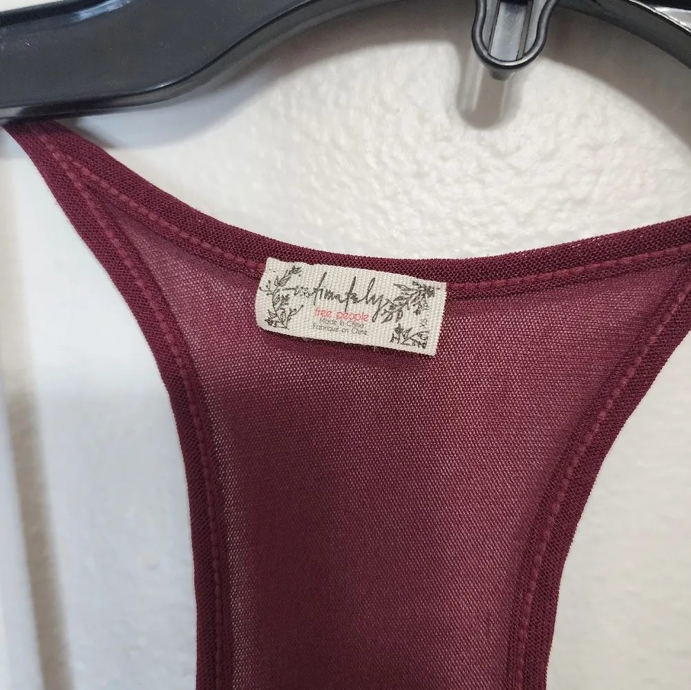 Free people burgundy sheer Nigthy dress - Image 2