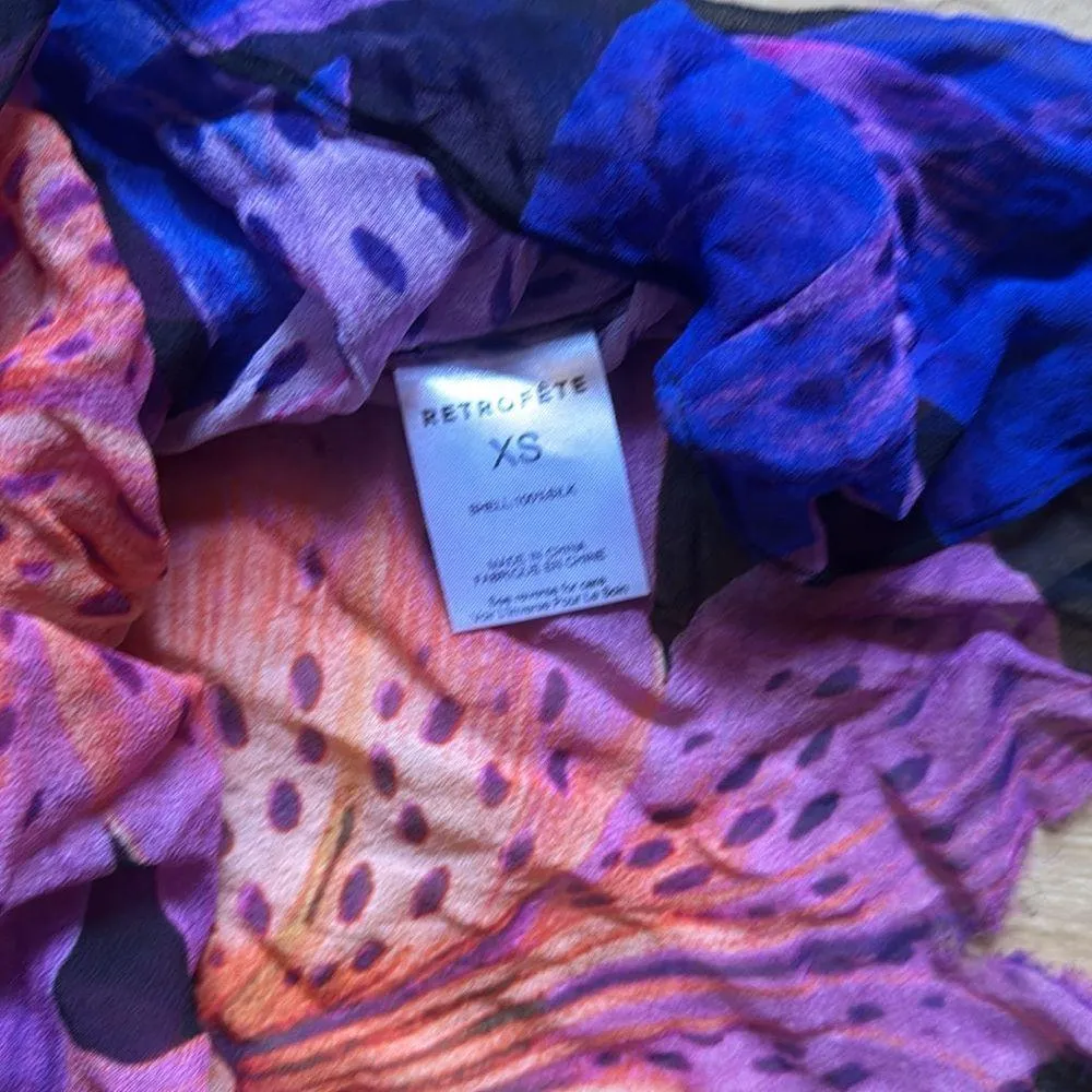 Retrofete sheer tropical floral maxi dress Blue Size XS - Image 7