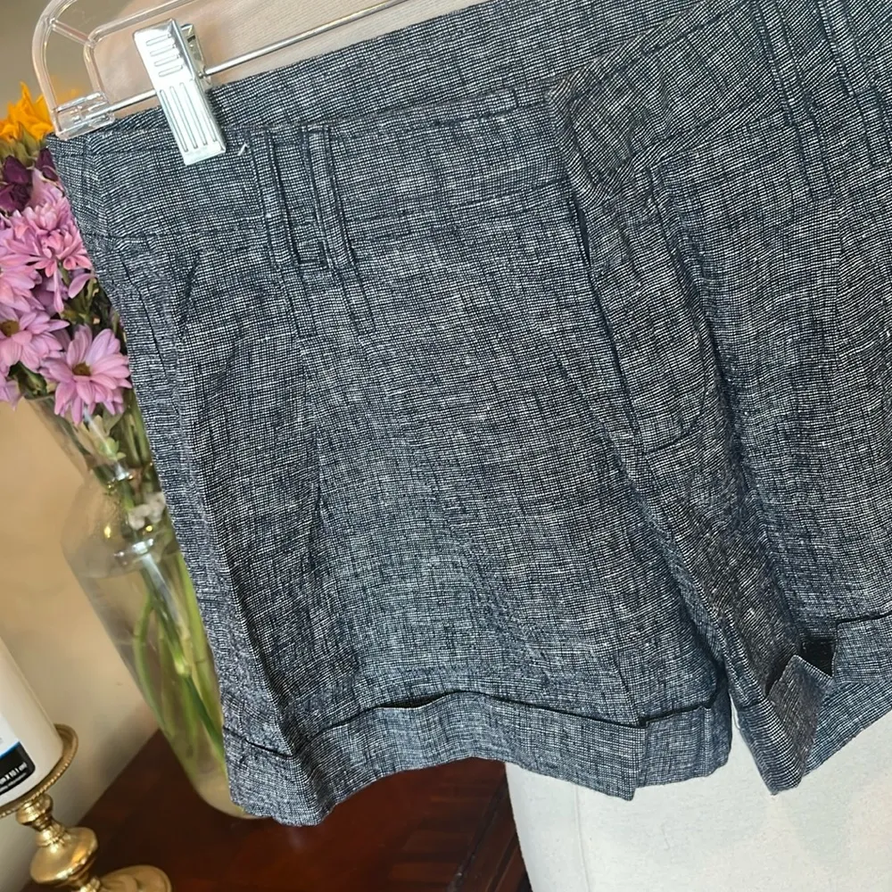 Zenana Outfitters Womens Navy/Black Linen Cotton Chino Shorts Low Rise - Image 5