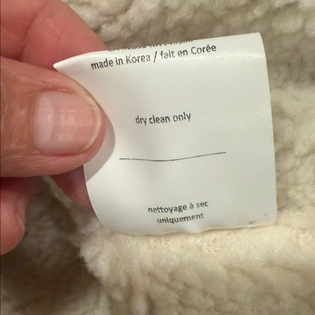 OAK + FORT WOMENS small gray Jacket with Cream Sherpa Collar - Image 9