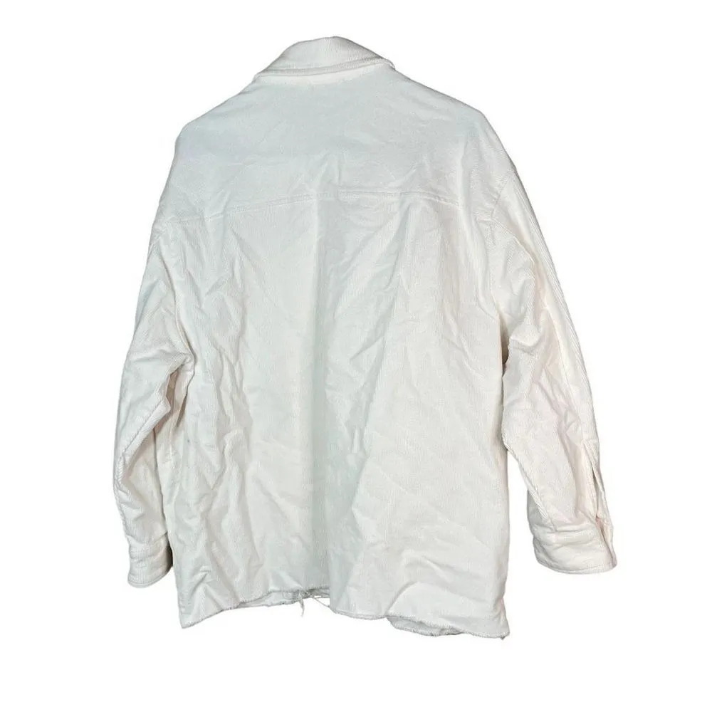 Gianni Bini white Corduroy Button Down Shirt Jacket Size Large - Image 6