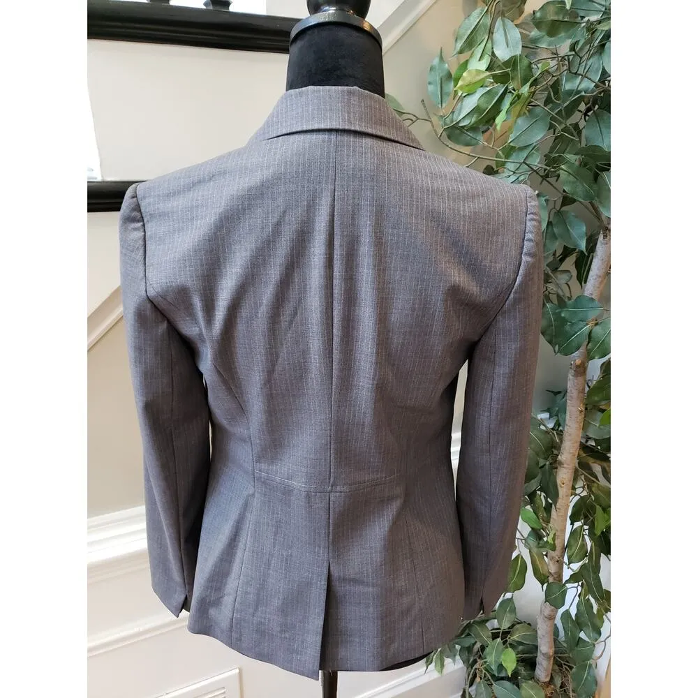 The Limited Blazer Jacket Women's Size 4 Gray Pinstripe Wool Single Breasted - Image 5