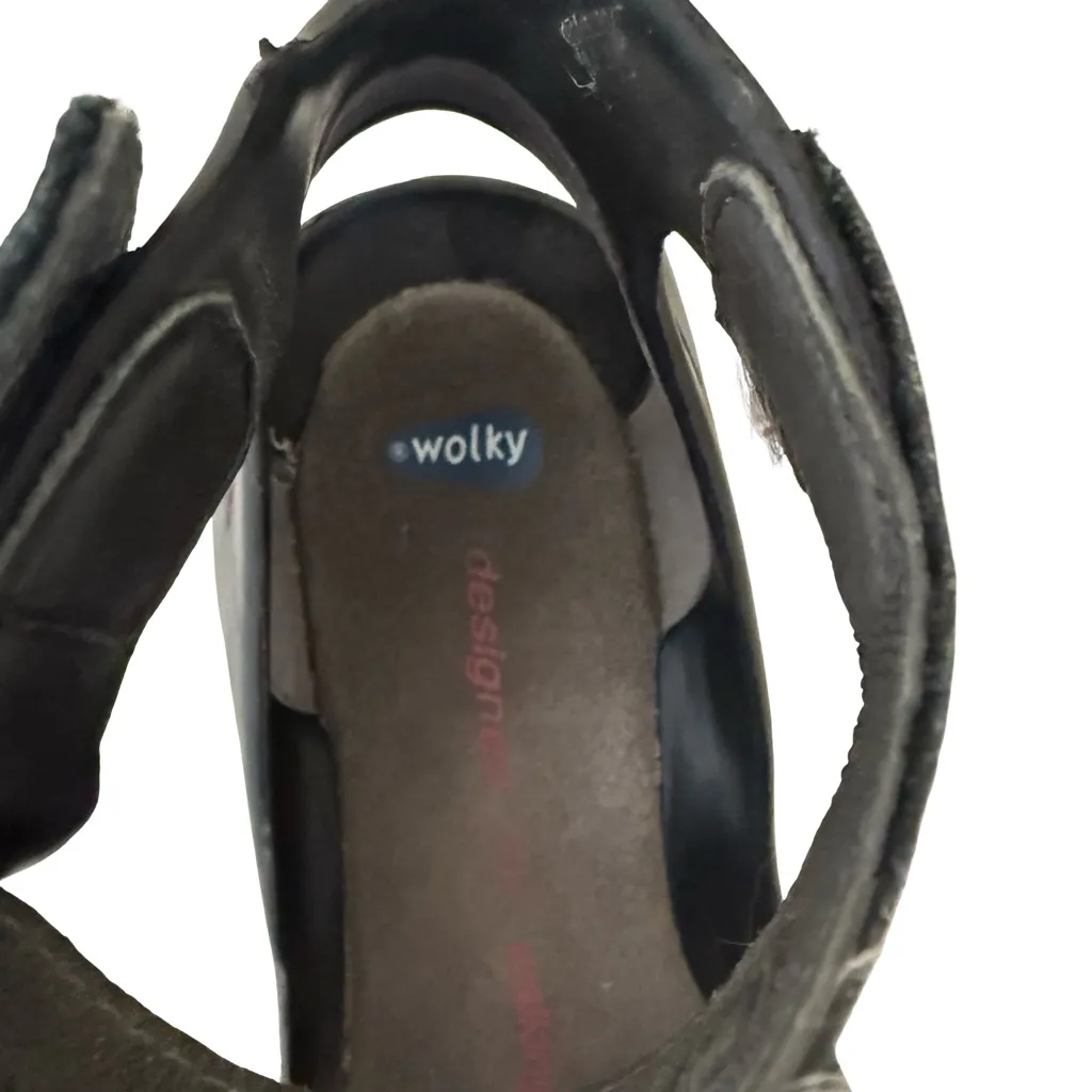 WOLKY Ka Comfort Walking Wedge Heel Straps Womens SZ 38 Black - Image 6
