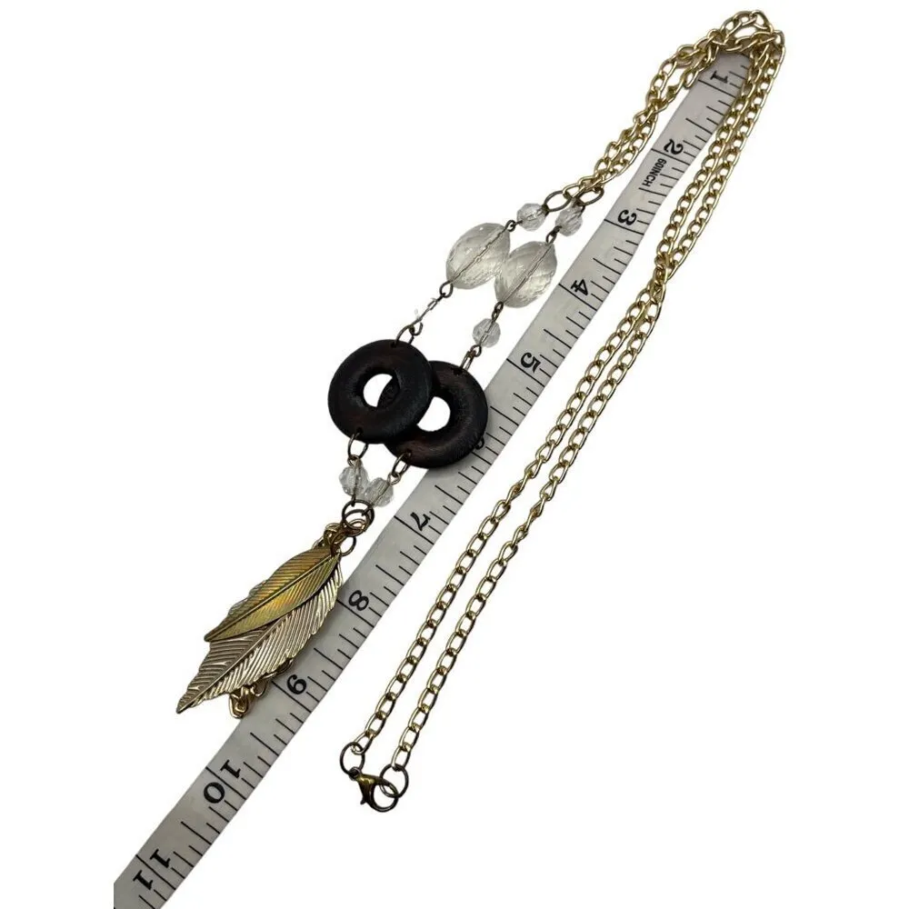 Southwestern Bohemian Gold Tone Leaf‎ Pendant Statement Necklace Earthy Tribal - Image 5