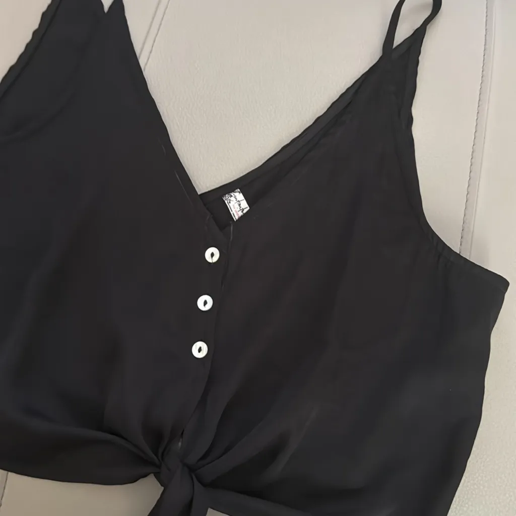 Free People Two Tie For‎ You Black Cropped Camisole Top Size Small - Image 3