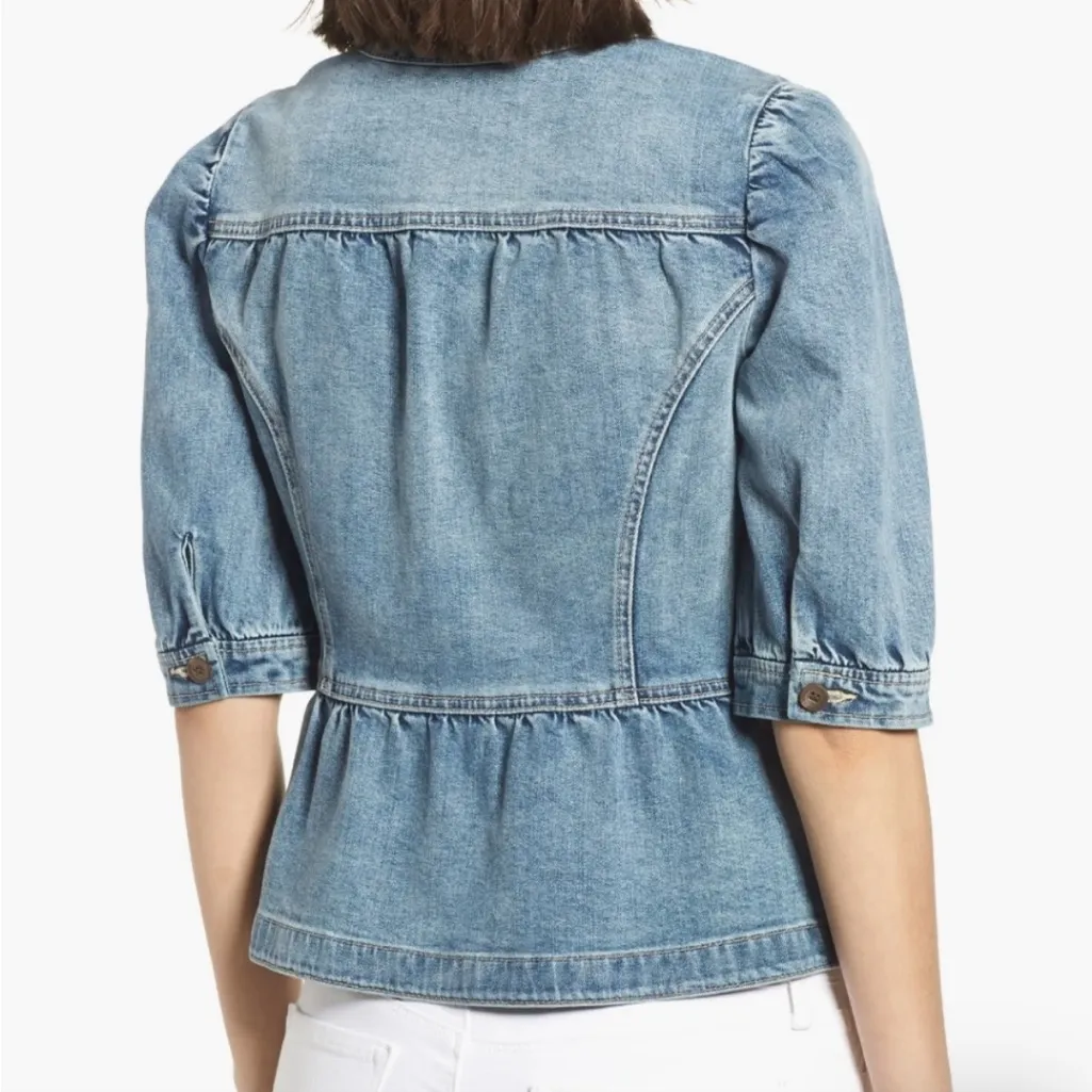 HINGE Denim Peplum Jacket Top – Anthropologie Exclusive – Size Small - Image 5