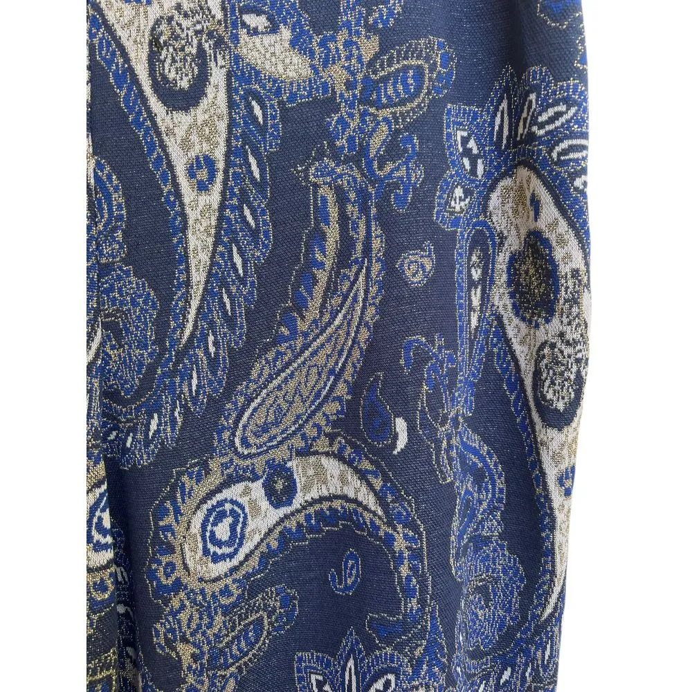Anthropologie Maeve Blue Paisley Wide Leg High Waisted Pants‎ Boho Size 14 - Image 3