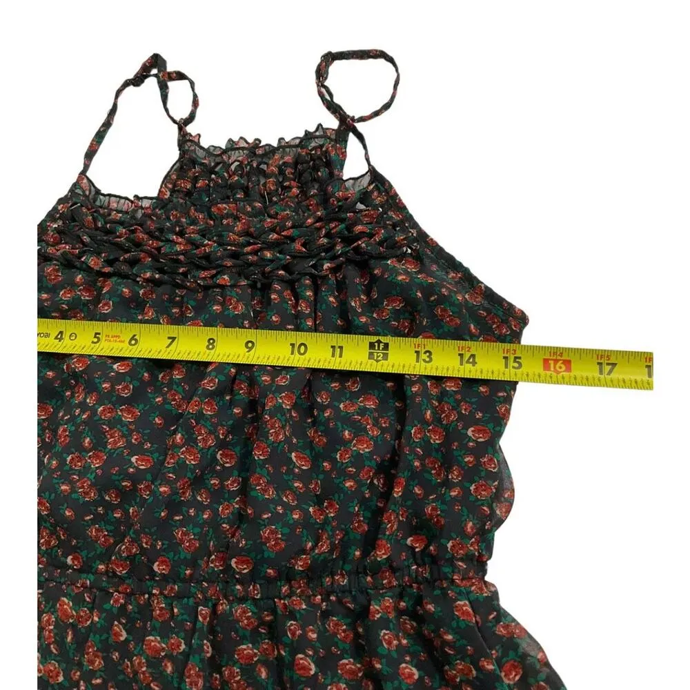 Mind Code Black & Red Floral Blouson Lined Mini Dress Women Size Medium | #11 - Image 9