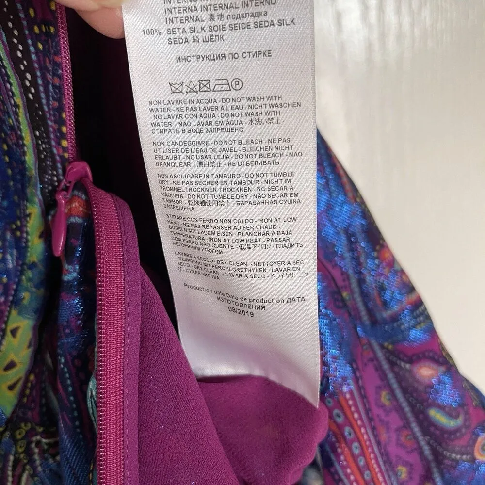 Etro Women Sz 40 Metallic Blue Paisley V - Image 11