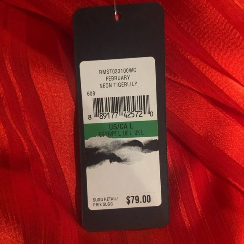 Rachel Roy Neon Tigerlily Burnout Silky Top, Red/Orange Size L New w/Tag - Image 9