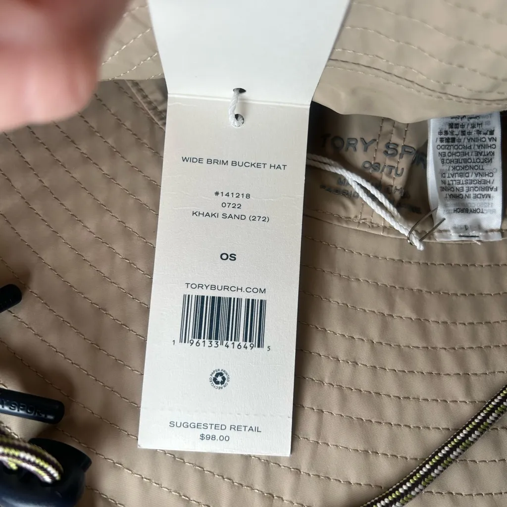 NWT Tory Burch Sport Wide Brim Beige Bucket Hat, 4” brim - Image 8
