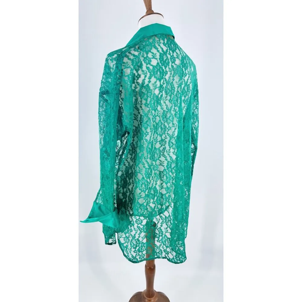 Victoria’s Secret Gold Label Teal Turquoise Lace Night Gown Intimate Size Small - Image 6