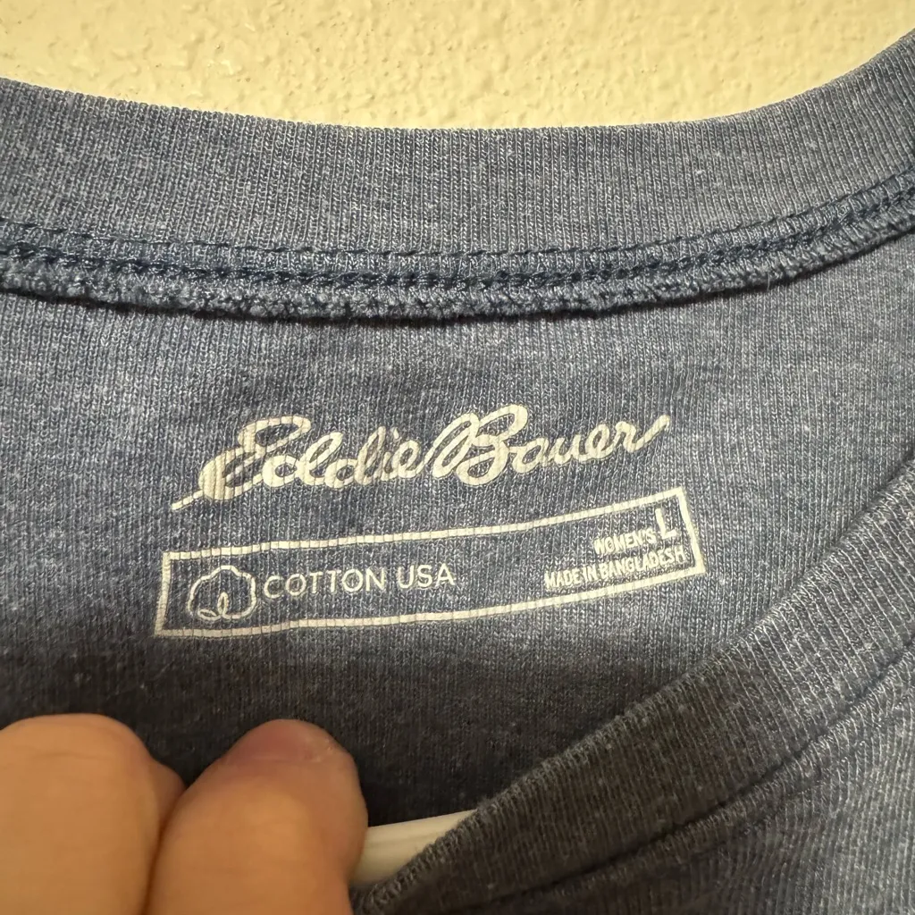 Eddie Bauer Heather Blue Crew Neck Tee - Image 2